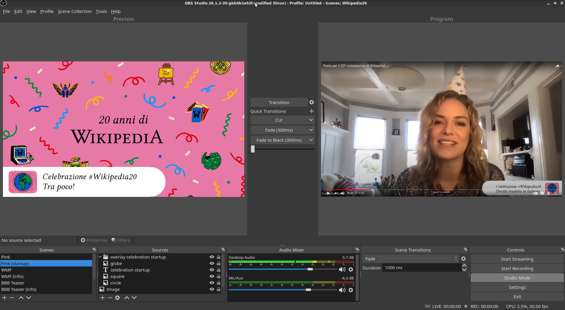 Screenshot des Livestreaming-Tools OBS